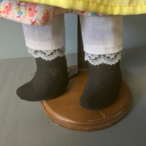 Souvenir Bahamas Folk Art Black Rag Doll 18 inches with Stand