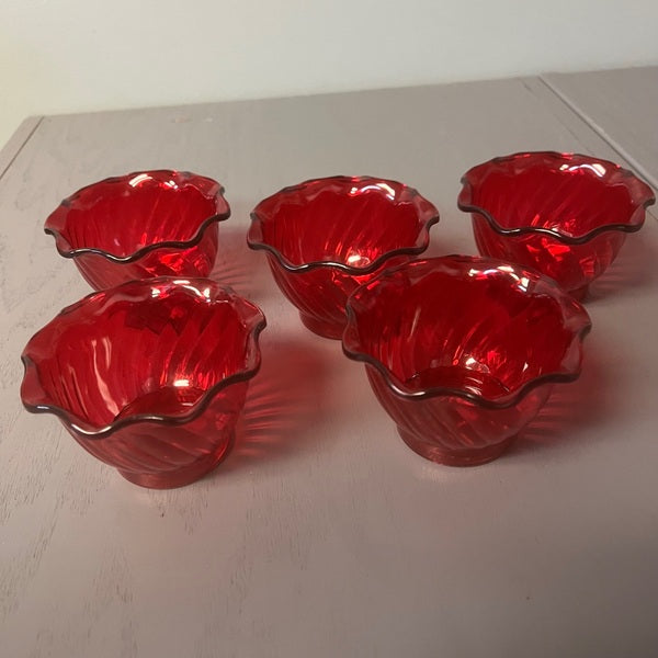 Stackable Ruby Red Small Plastic Dessert Cups Set of 5