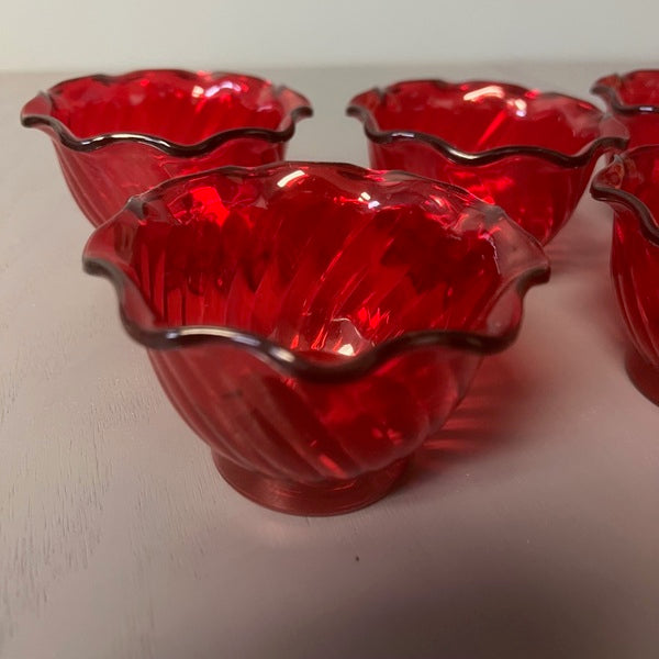 Stackable Ruby Red Small Plastic Dessert Cups Set of 5