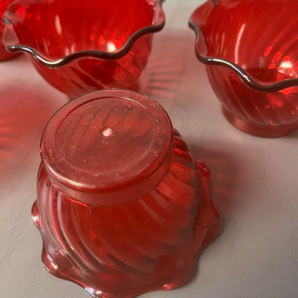 Stackable Ruby Red Small Plastic Dessert Cups Set of 5