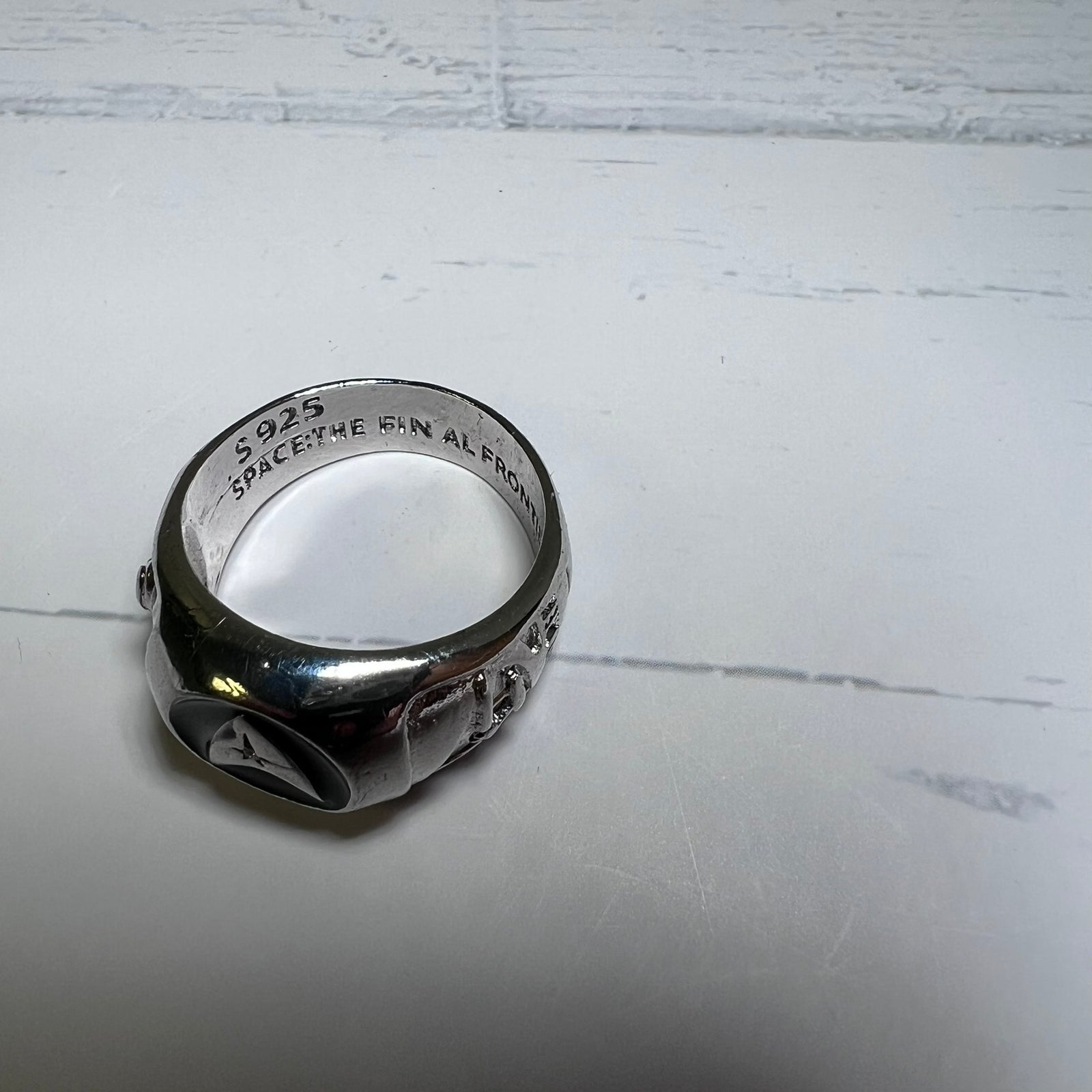 Star Trek 50th Anniversary Onyx Insignia Ring S925 The Final Frontier Size 10