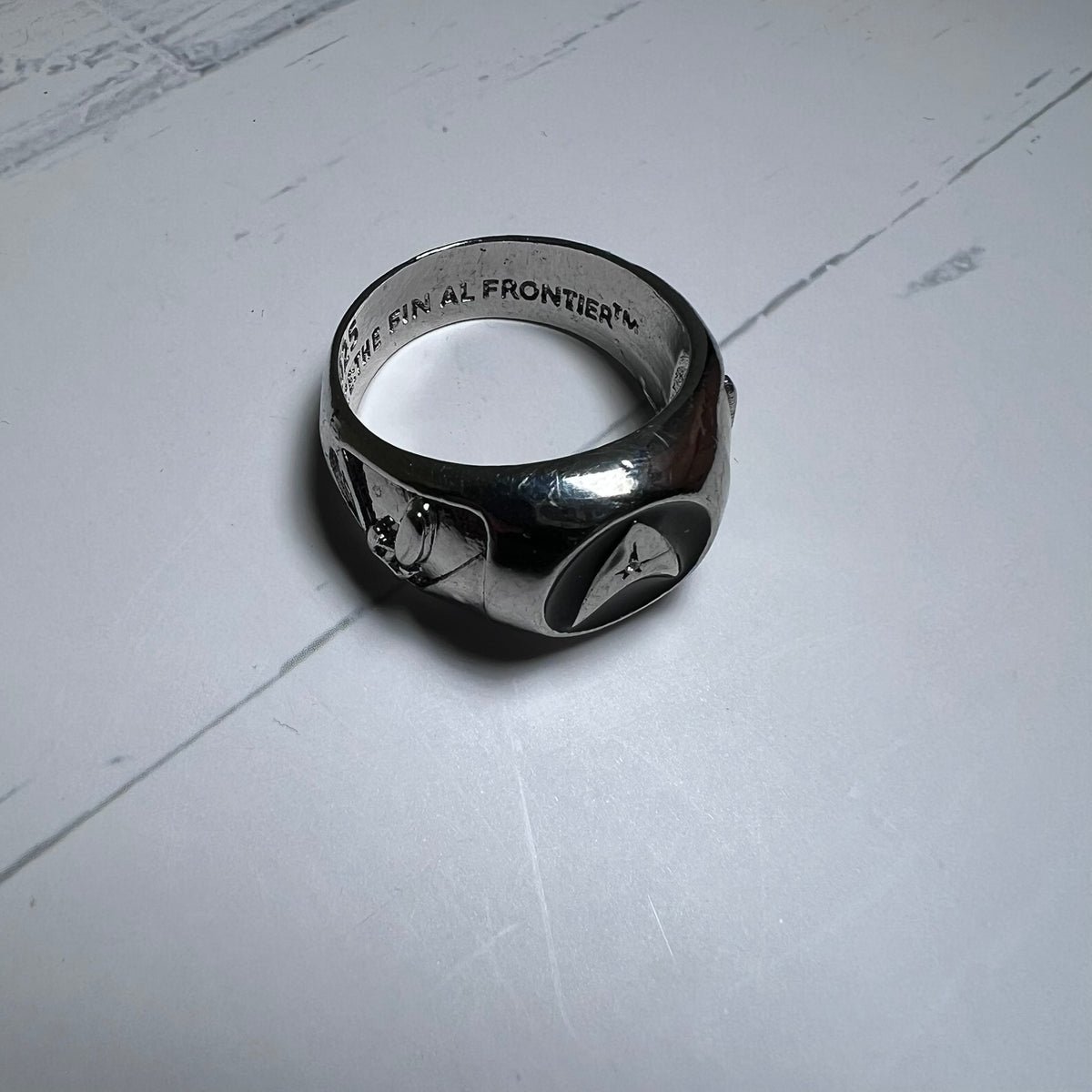 Star Trek 50th Anniversary Onyx Insignia Ring S925 The Final Frontier Size 10
