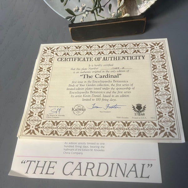 The Cardinal Collectible Plate by Kevin Daniel 8.5 in Decorative Plate