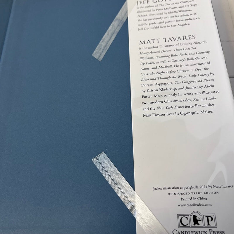 Book jacket with text and a blue background