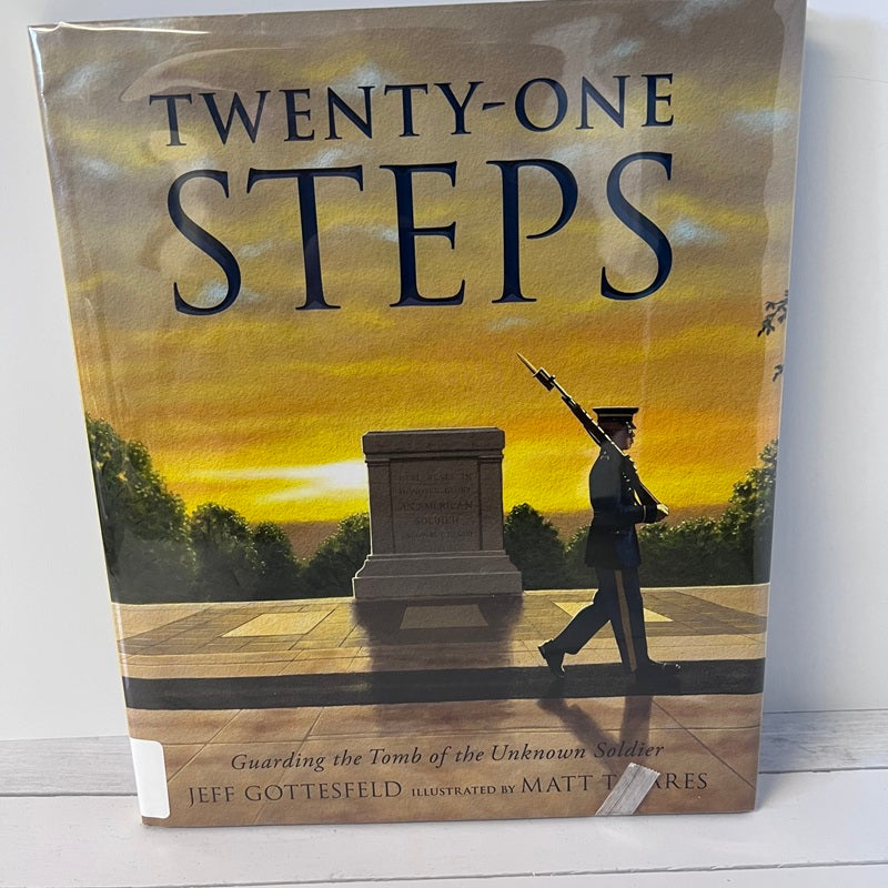 Book cover of 'Twenty-One Steps' with a soldier and tomb illustration.