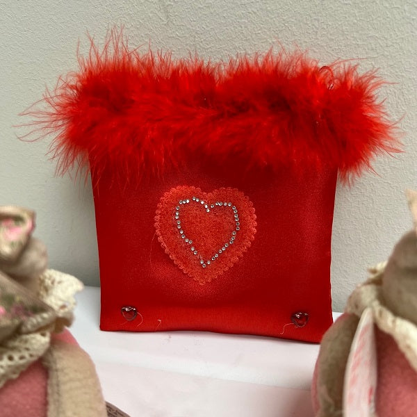 Vintage Valentine Plush Lot – Bears, Angel & Fabric Bag (Set of 4)