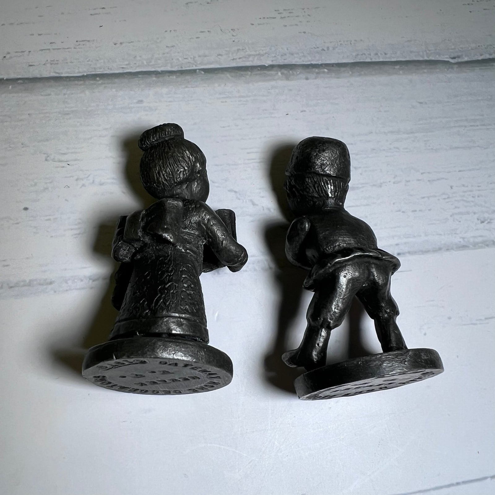 Vintage 1976 Gateway Home Decorators Pewter Japanese Boy Girl Figurines Pair