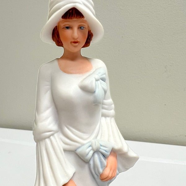 Vintage Aldon Porcelain Figurine – Woman with Two Dogs (1988, 8 Inch)