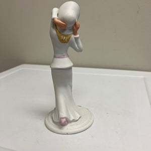 Vintage 1988 Aldon Porcelain Figurine Woman White Dress 8in Blond Hair