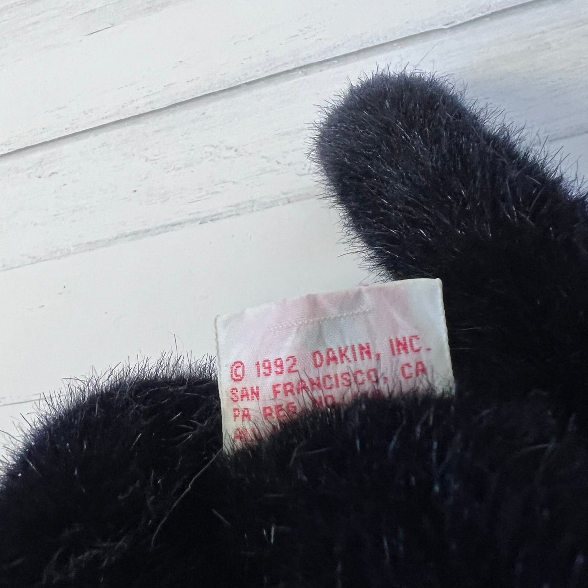 Vintage 1992 Dakin Black Cat Plush 14" Tuxedo Kitty White Whiskers