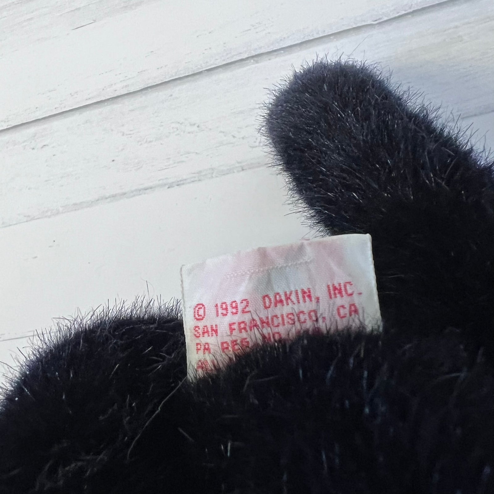 Vintage 1992 Dakin Black Cat Plush 14" Tuxedo Kitty White Whiskers