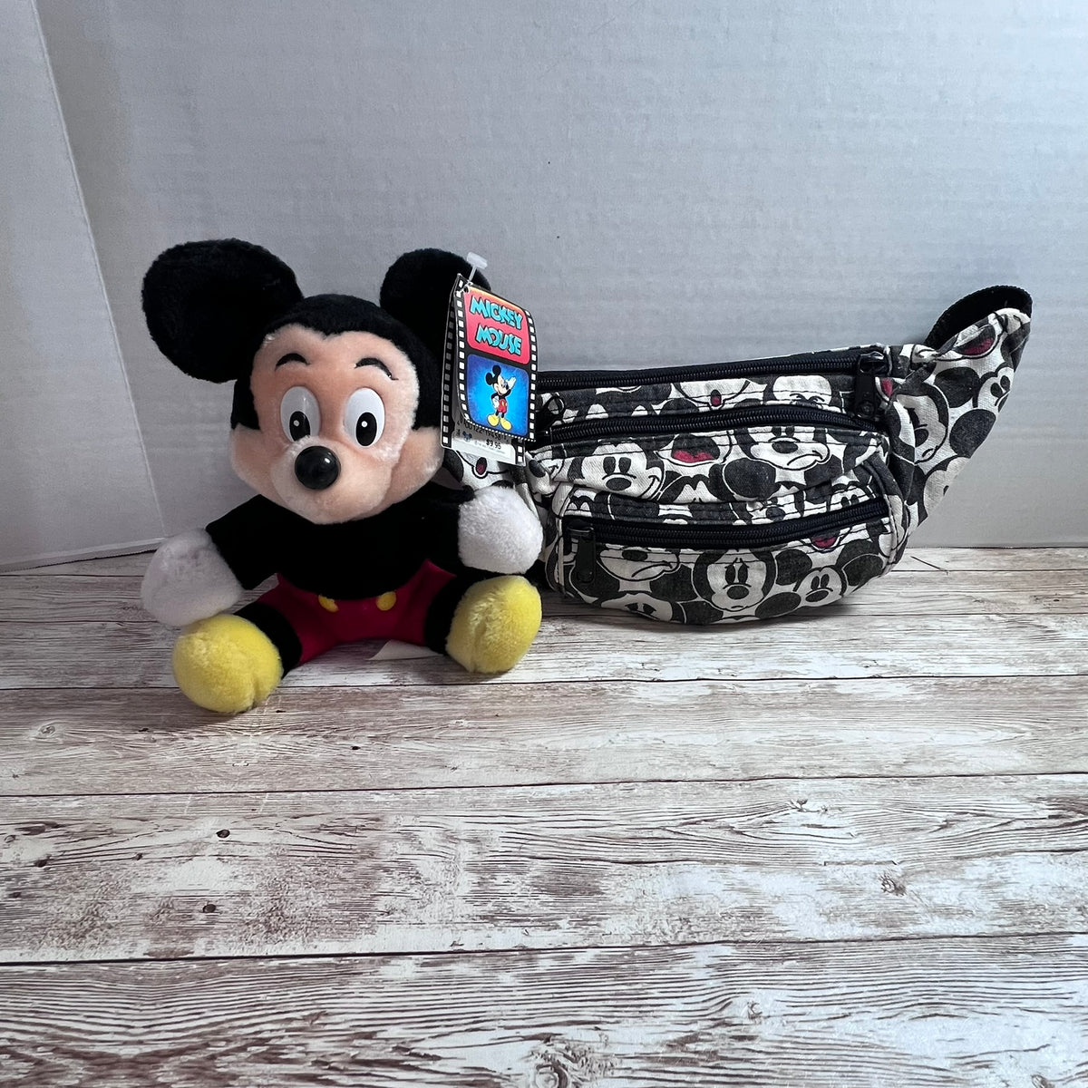 Vintage 90s Disney Mickey &amp; Co Fanny Pack &amp; NWT Mickey Mouse Plush Toy Lot