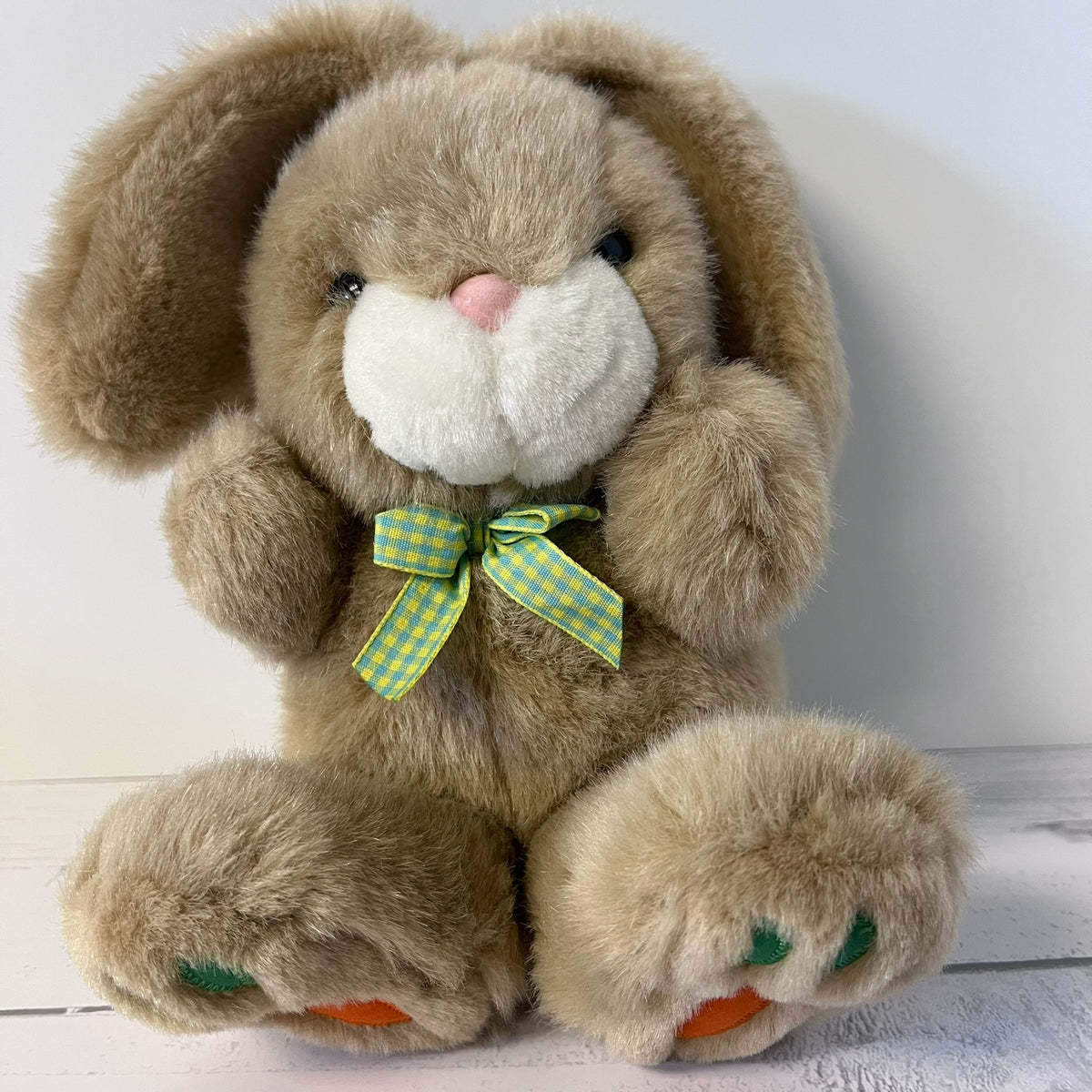 Vintage Chosun Bunny Plush 9 Easter Rabbit Carrot Paw Pads Korea 1980s
