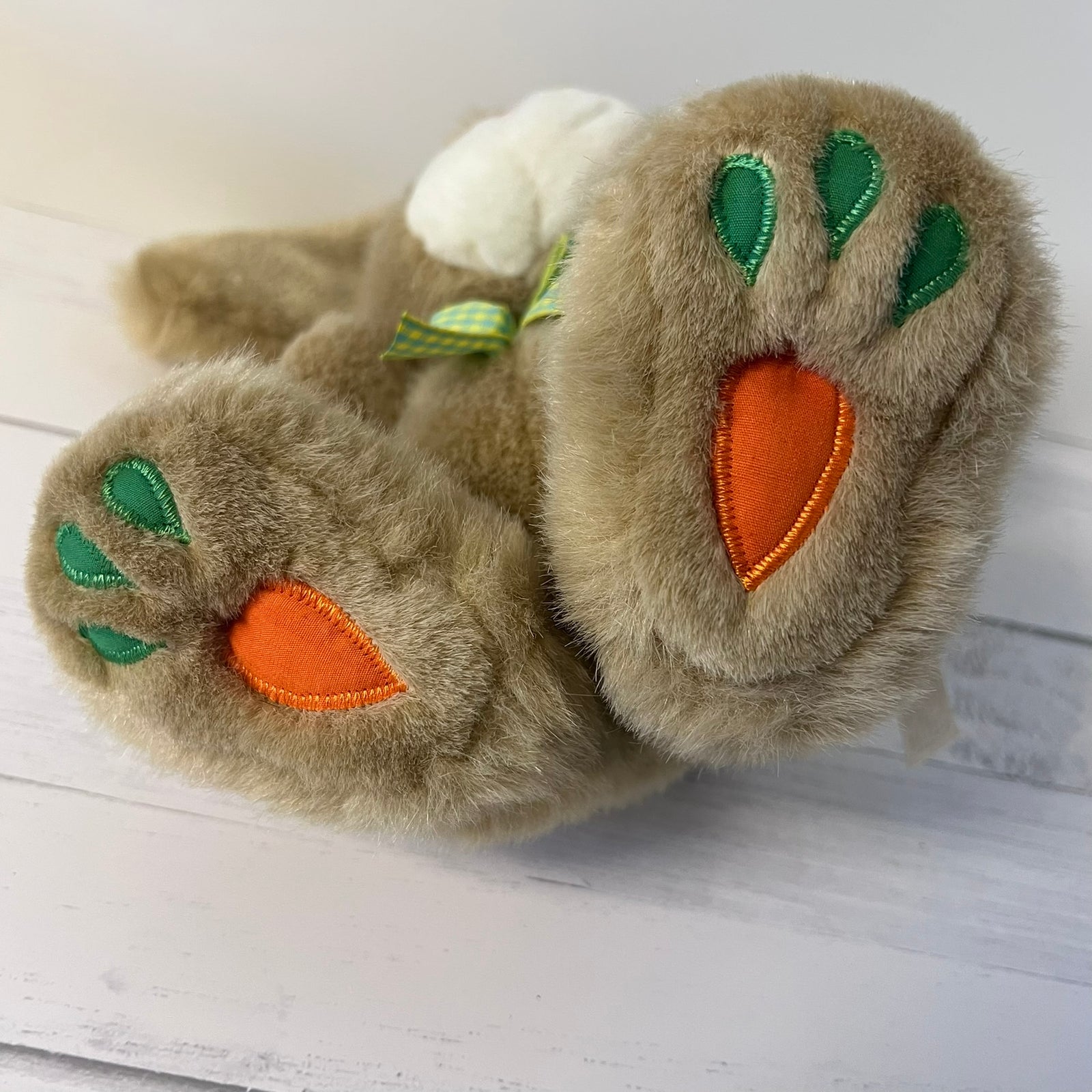 Vintage Chosun Bunny Plush 9 Easter Rabbit Carrot Paw Pads Korea 1980s
