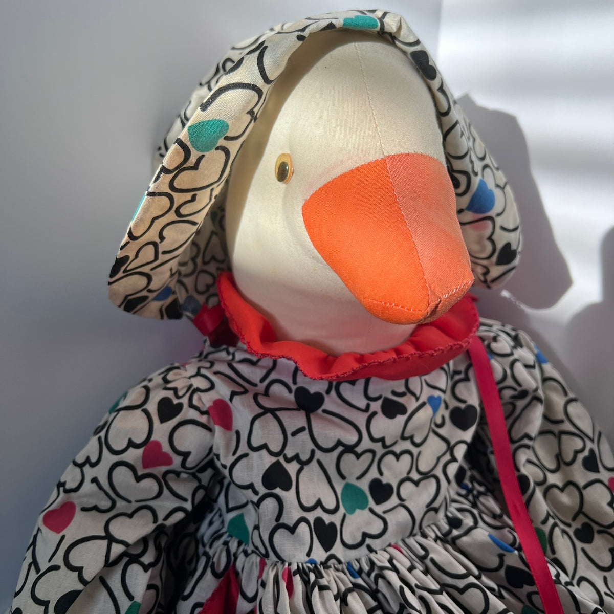 Vintage Country Goose Fabric Doll 26 Inch Folk Art With Dresses