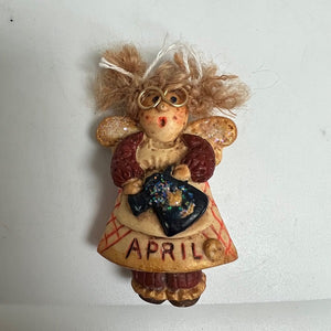 Vintage Diana Zufall Design Angel Brooch April