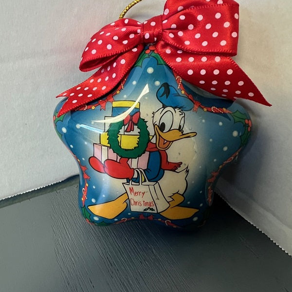 Vintage Disney Decoupage Plastic Ornaments Lot of 5 Mickey Donald  Pluto 