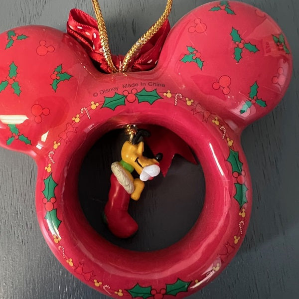 Vintage Disney Ornament Mickey Mouse Ears with Pluto Hanging Ornament