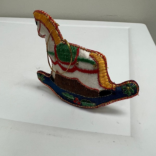 Vintage Fabric Stuffed Rocking Horse Ornament