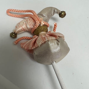 Vintage Jester On A Stick Ornament Porcelain Head 7"