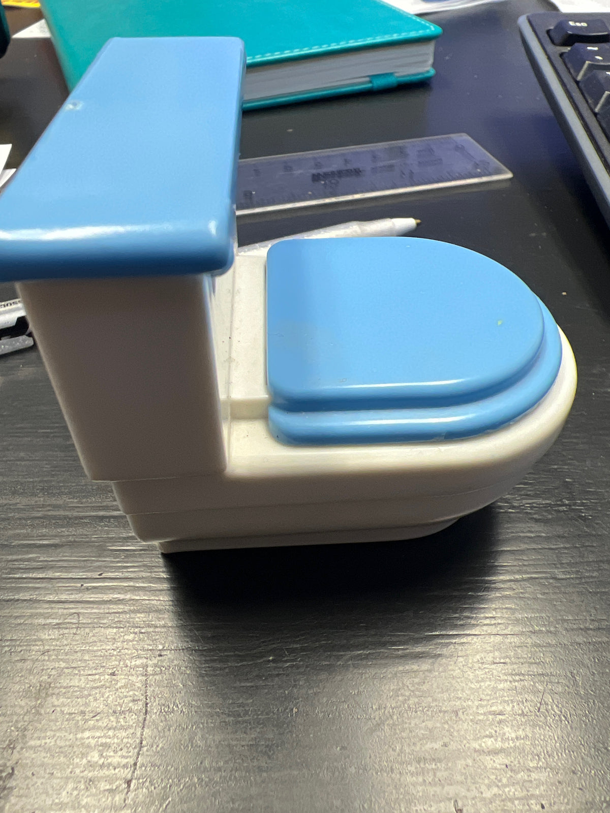 Vintage Little Tikes Grand Mansion Dollhouse Toilet White Blue Bathroom Furniture