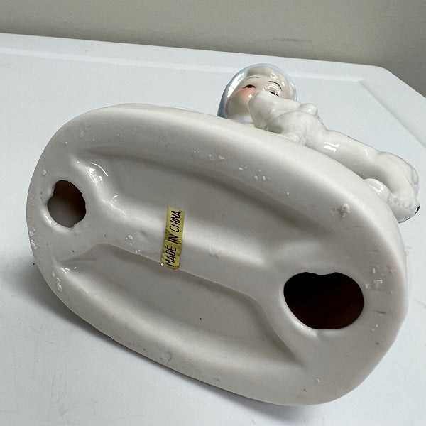 Vintage Mary Had A Little Lamb Figurine 6in Blue and White