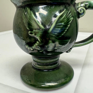 Vintage McCoy Pottery Footed Mug Tiara Green Eagle Mug