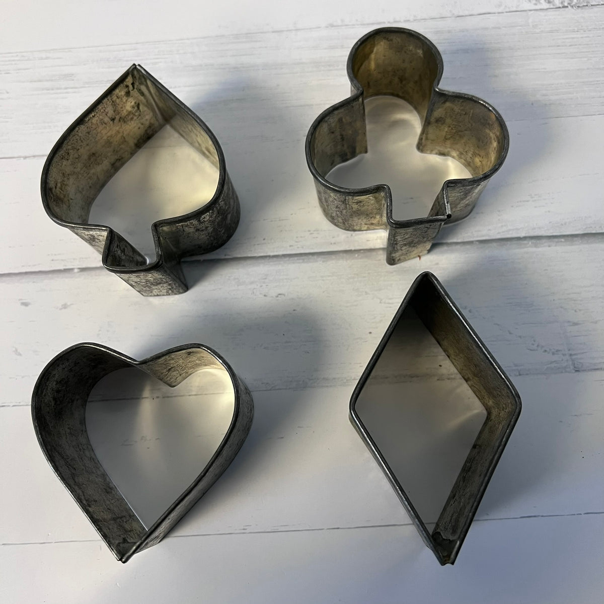 Vintage Playing Card Suit Cookie Cutters Set of 4 Heart Diamond Club Spade Tin