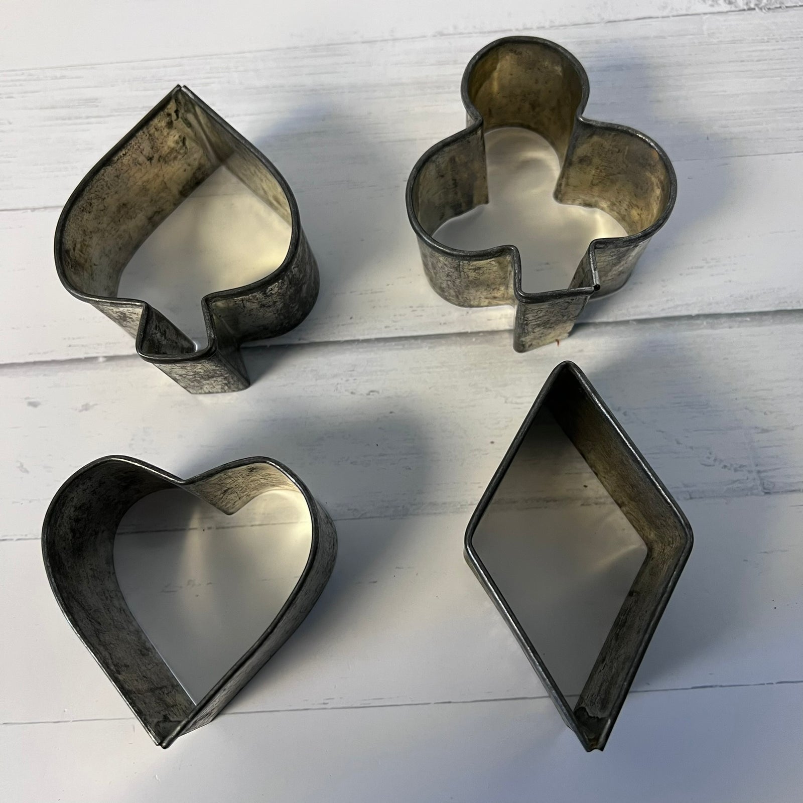 Vintage Playing Card Suit Cookie Cutters Set of 4 Heart Diamond Club Spade Tin