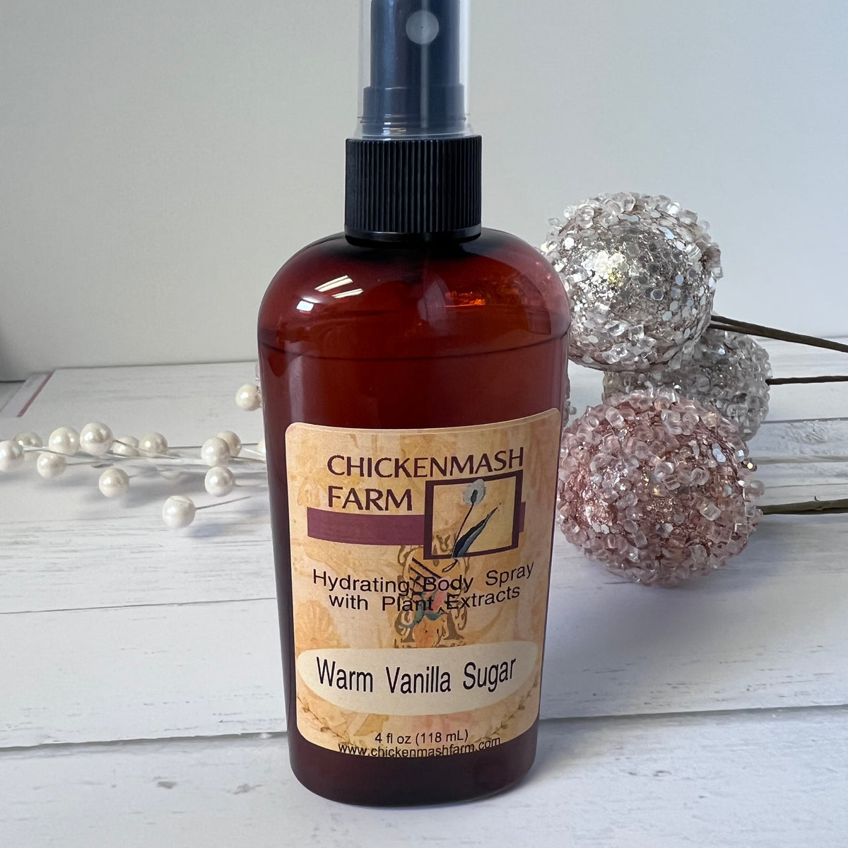 Warm Vanilla Sugar Botanical body mist with decorative elements