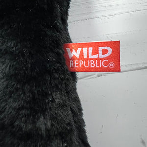 Black plush toy with a red 'Wild Republic' label on a light gray background