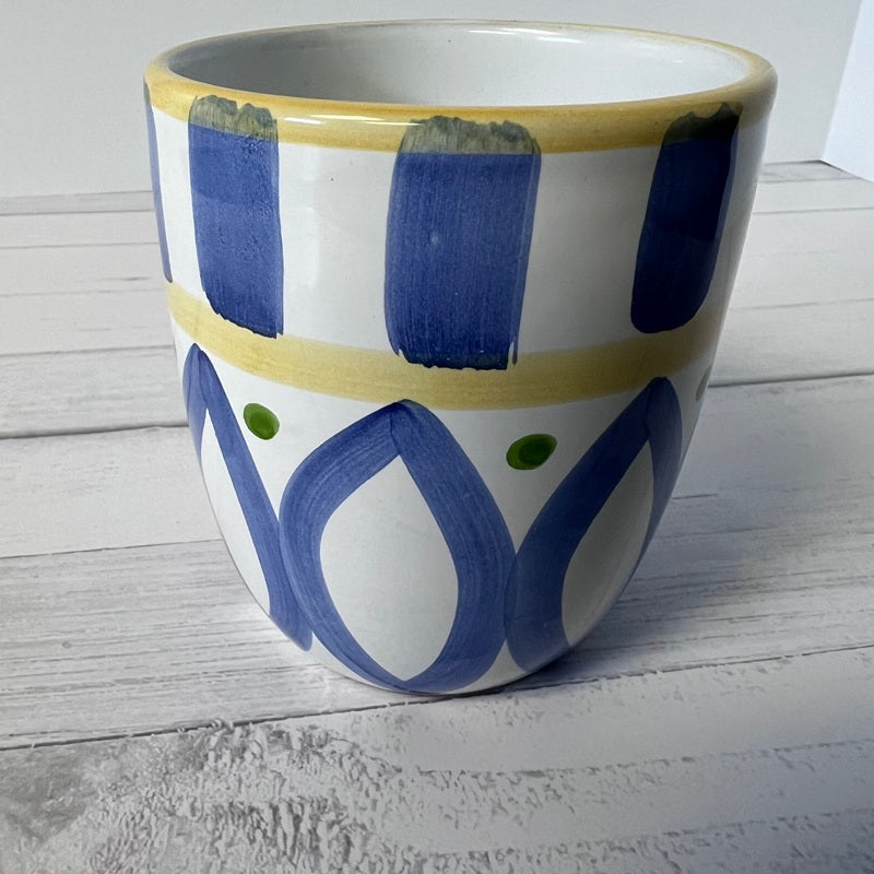 vintage mug blue yellow green