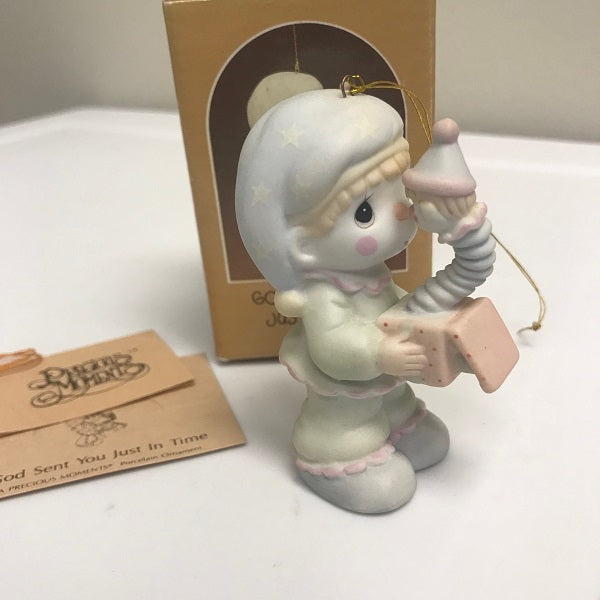 1988 Precious Moments God Sent You Just In Time Ornament