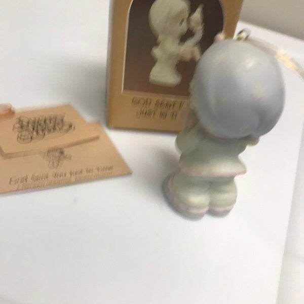 1988 Precious Moments God Sent You Just In Time Ornament