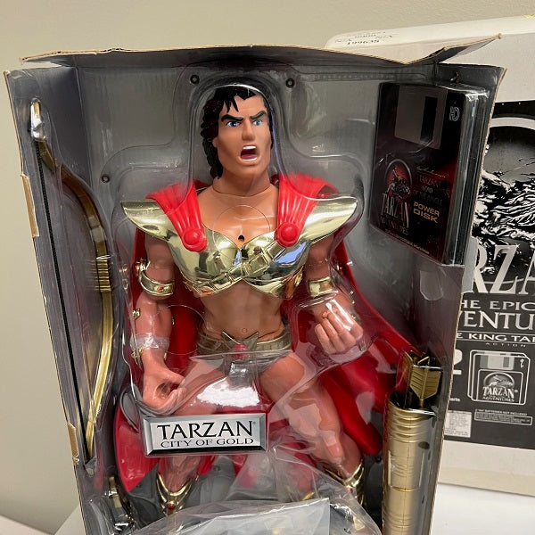 1995 Tarzan Epic Adventures 15in Tarzan Jungle King Action Figure NOS Disks