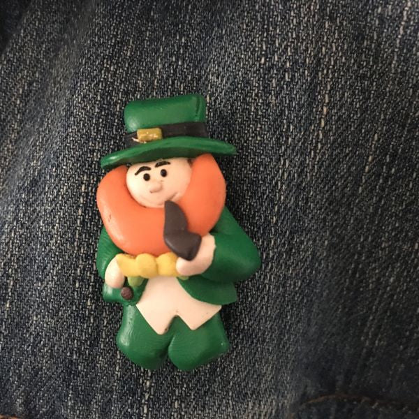 Leprechaun Brooch | Acrylic St. Patrick's Day Leprechaun Pin
