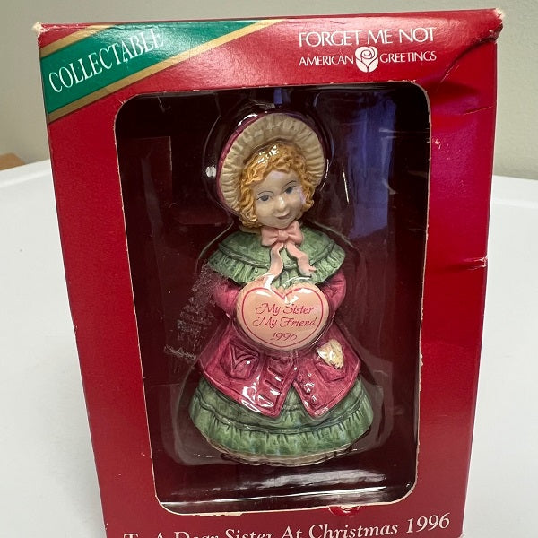 American Greetings Ornament To A Dear Sister At Christmas 1996