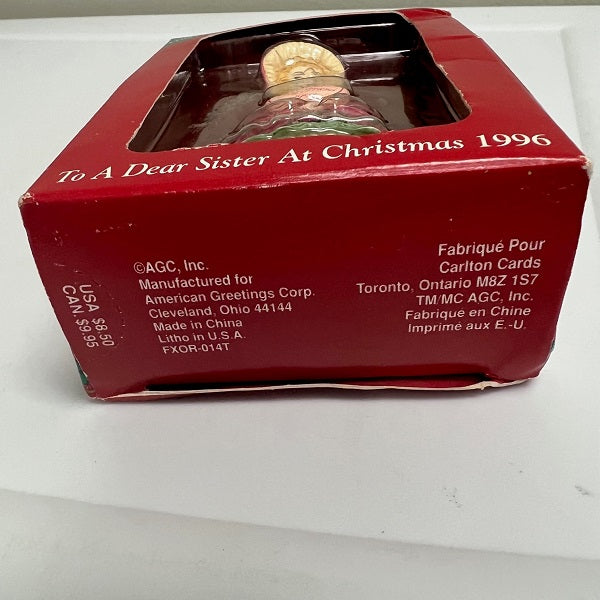 American Greetings Ornament To A Dear Sister At Christmas 1996