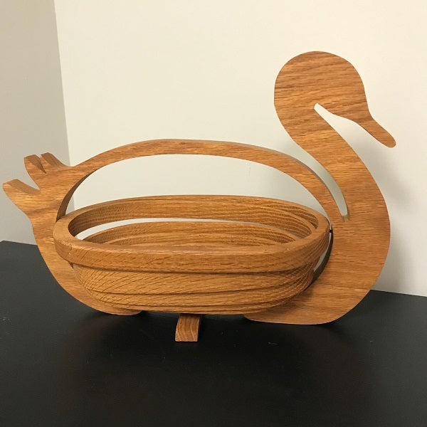 Amish wooden swan basket 