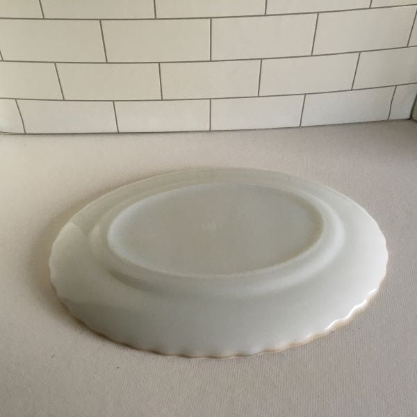 Anchor Hocking 13" White Milk Glass Oval Platter with Gold Trim