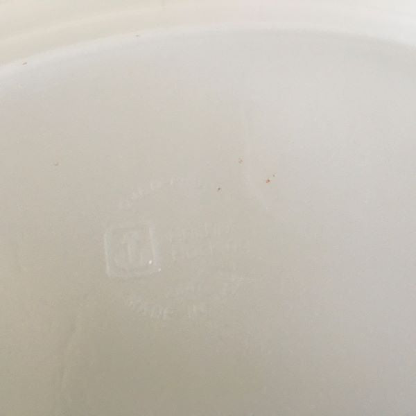 Anchor Hocking 13" White Milk Glass Oval Platter with Gold Trim