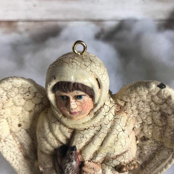 Angel Christmas Ornament Tabletop Decor Holding Birds