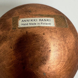 Annikki Ranki Enamel Copper Dish 3.25in Pansy Flower Design Finland