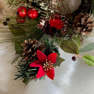 Artificial Evergreen Wreath with Berries Pinecones 12 Inch Wreath