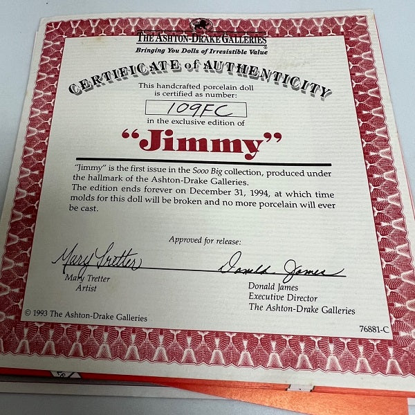 Ashton Drake Sooo Big Collection Jimmy Porcelain Doll 1993