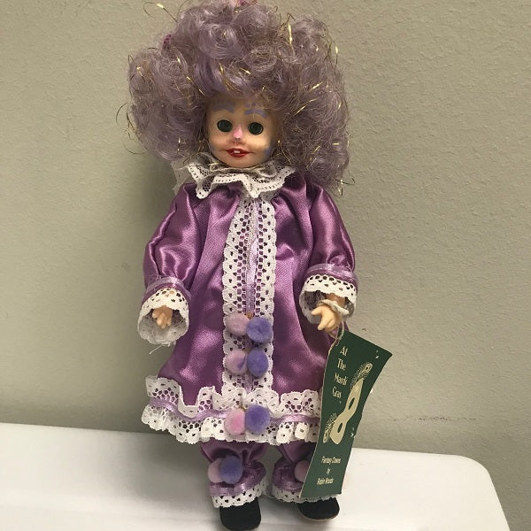 At the Mardi Gras Fantasy Clown by Robin Woods May Clown 1986 8in