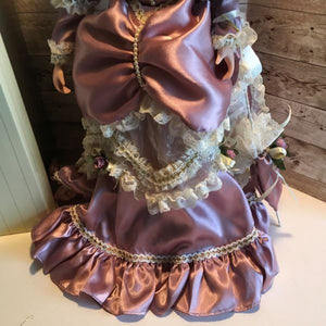 Audrey Porcelain Doll Purple Dress With Umbrella