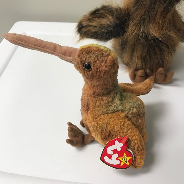 Ty Beanie Baby & Beanie Buddy Beak Kiwi Bird Set 1998 Plush Pair
