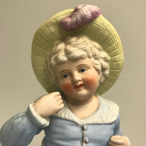 Bisque Porcelain Antique Boy Figurine 11 Inch Figurine