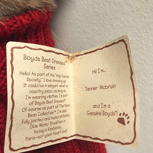 Boyds Bear Tanner McBruin Christmas Holiday Bear Red Sweater Exclusive Edition